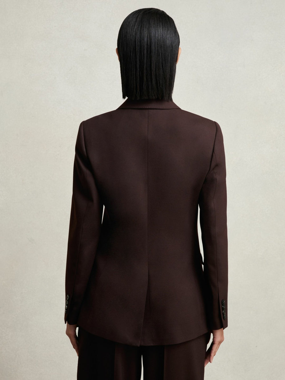 Wool-Blend Double-Breasted Suit Blazer Aubergine | Women