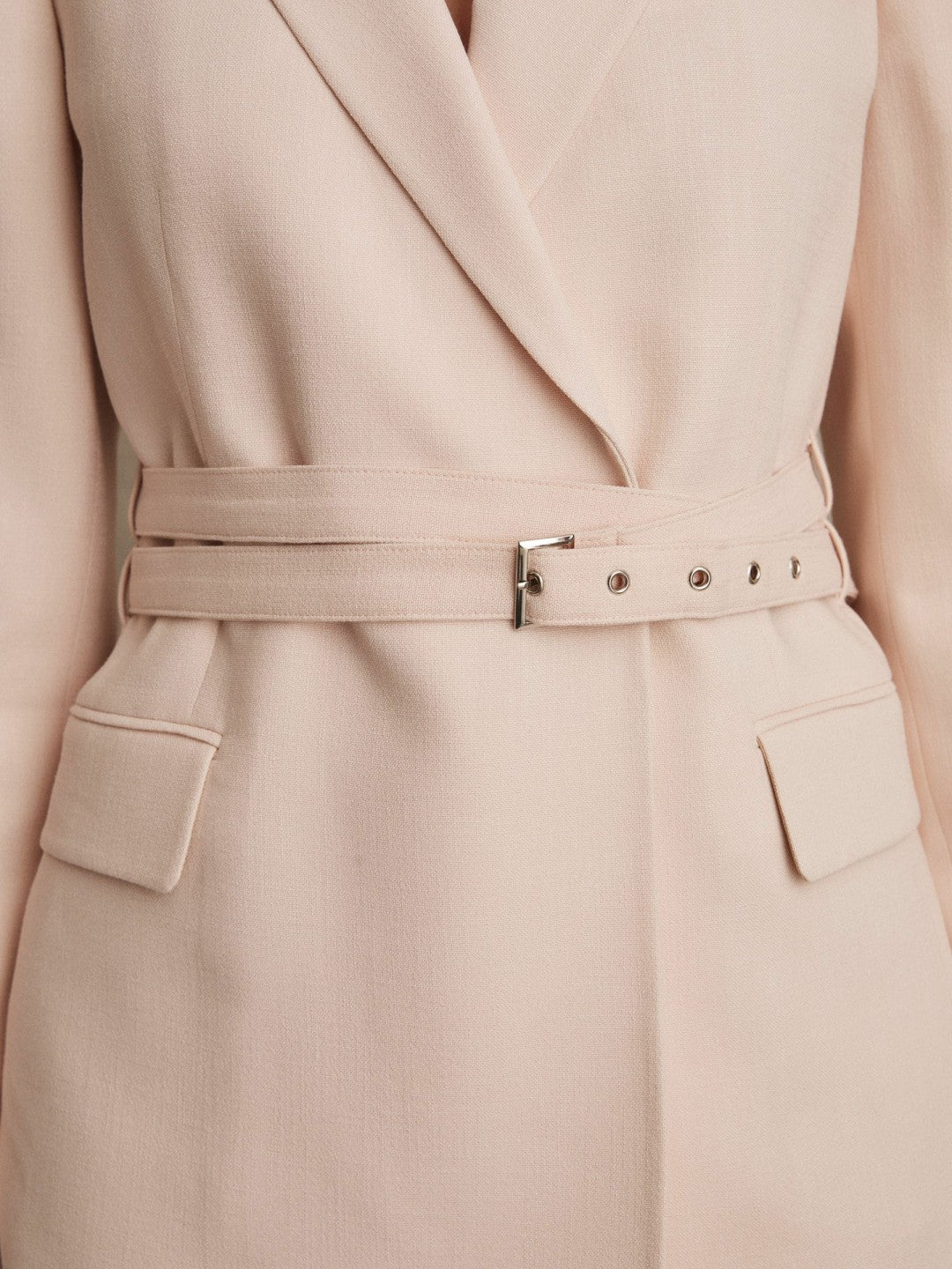 Single-Breasted Belted Suit Jacket Pink | Women