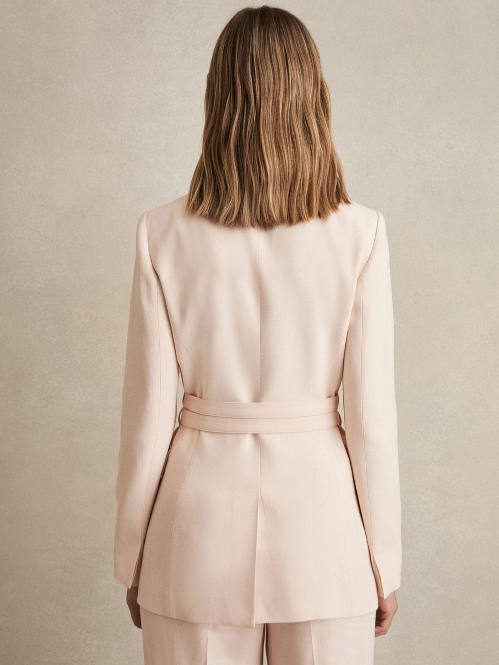 Single-Breasted Belted Suit Jacket Pink | Women