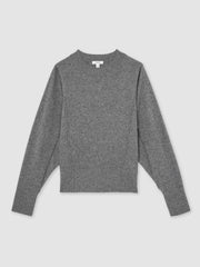 Wool-Blend Reverse-Seam Batwing Jumper With Cashmere Charcoal | Women