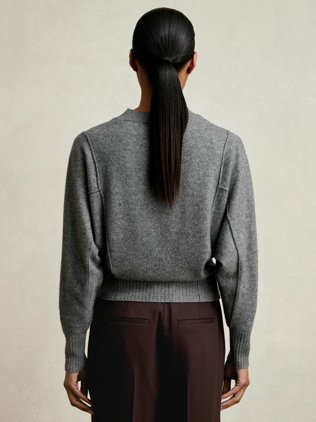 Wool-Blend Reverse-Seam Batwing Jumper With Cashmere Charcoal | Women