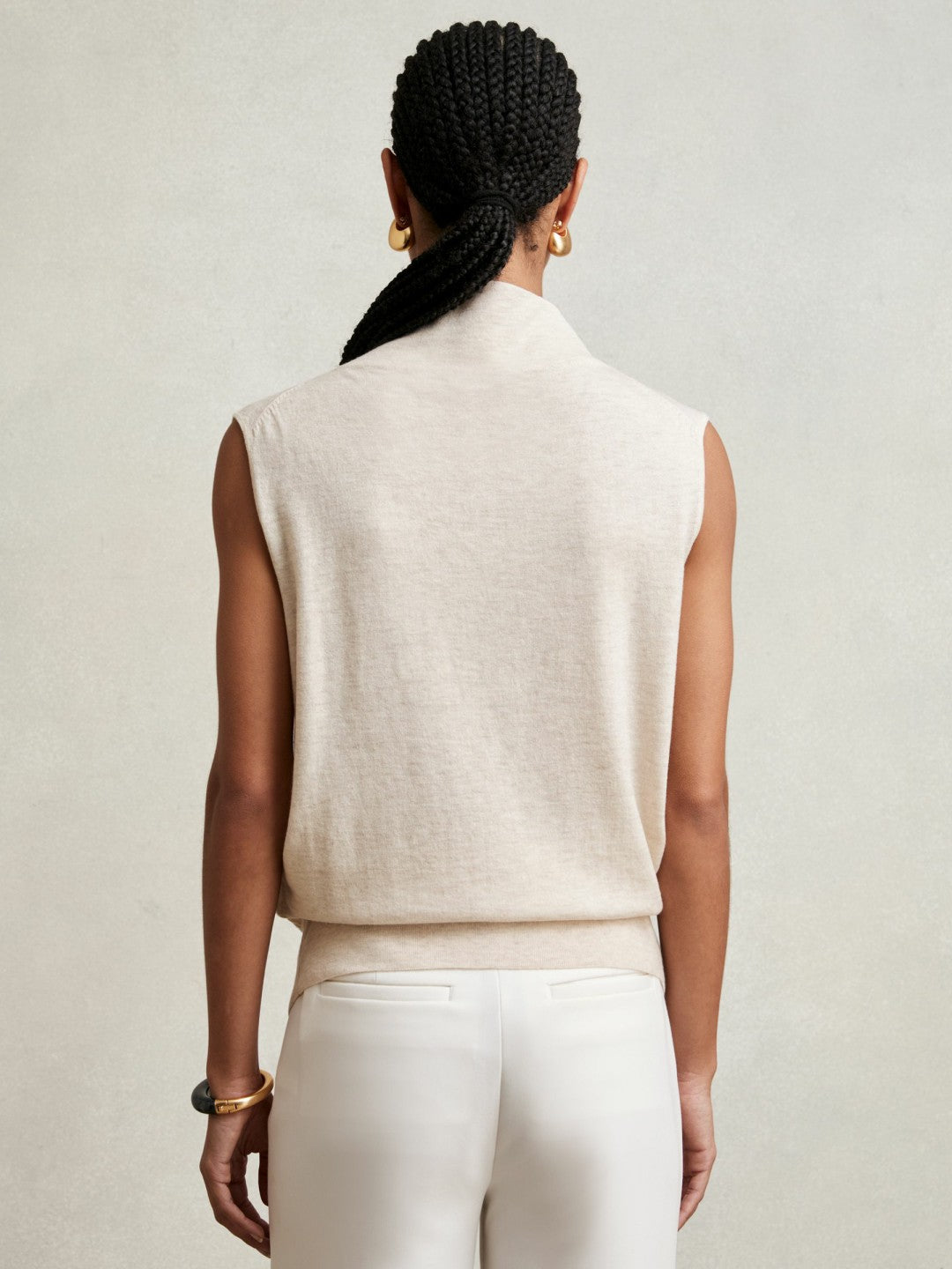 Wool Slouched Sleeveless Top Stone Neutral | Women
