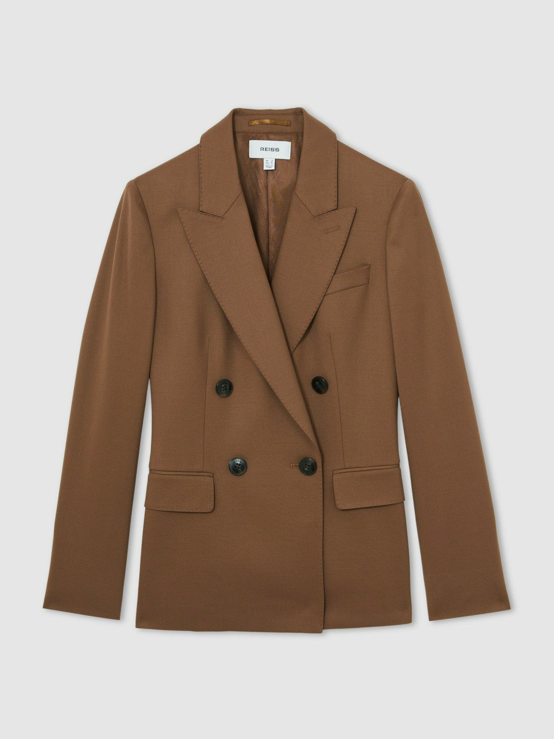 Wool-Blend Double-Breasted Suit Blazer Tan | Women