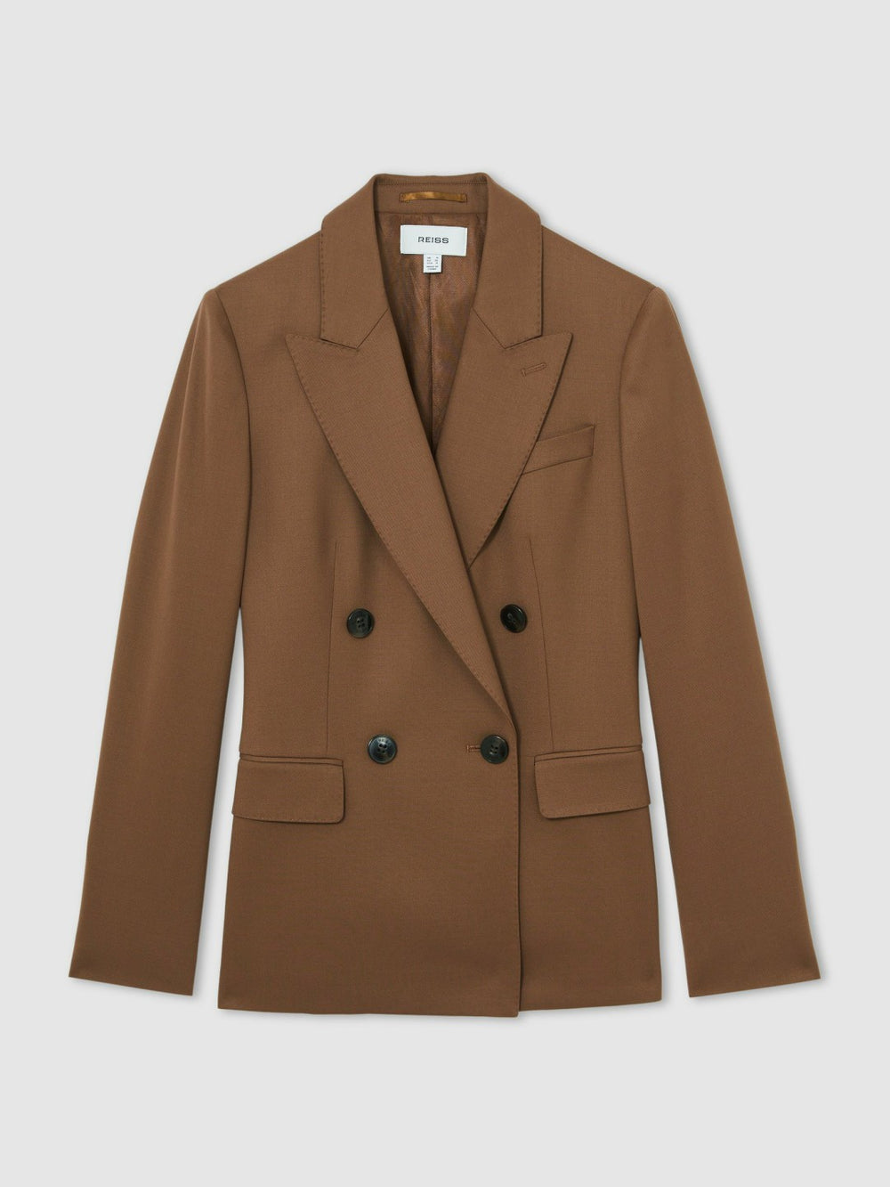 Wool-Blend Double-Breasted Suit Blazer Tan | Women