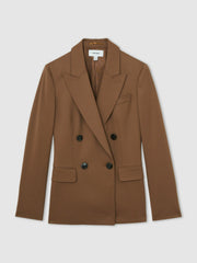 Wool-Blend Double-Breasted Suit Blazer Tan | Women