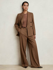 Wool-Blend Double-Breasted Suit Blazer Tan | Women
