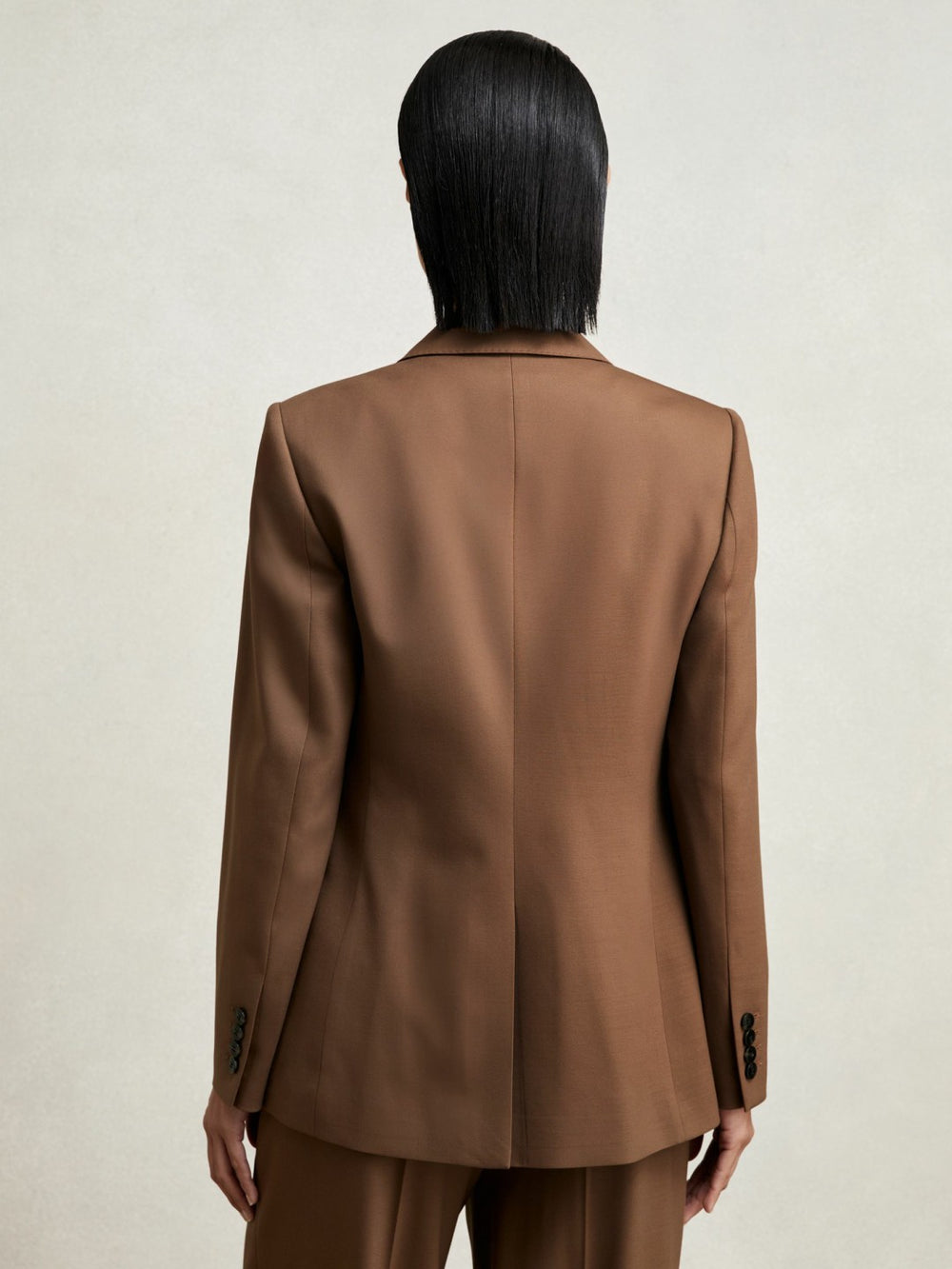 Wool-Blend Double-Breasted Suit Blazer Tan | Women