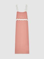 Wave-Trim Crepe Midi Dress Pink | Women