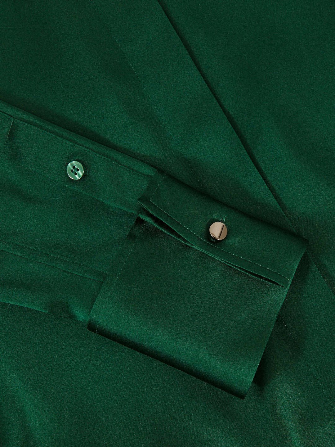 Silk-Satin Concealed-Placket Shirt Green | Women
