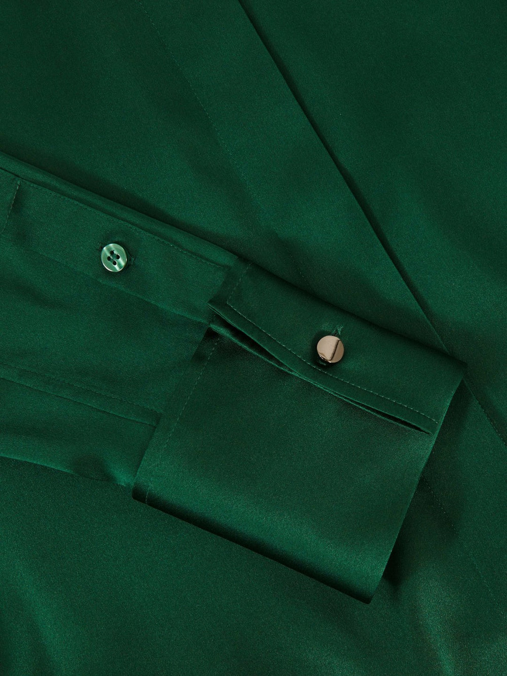 Silk-Satin Concealed-Placket Shirt Green | Women