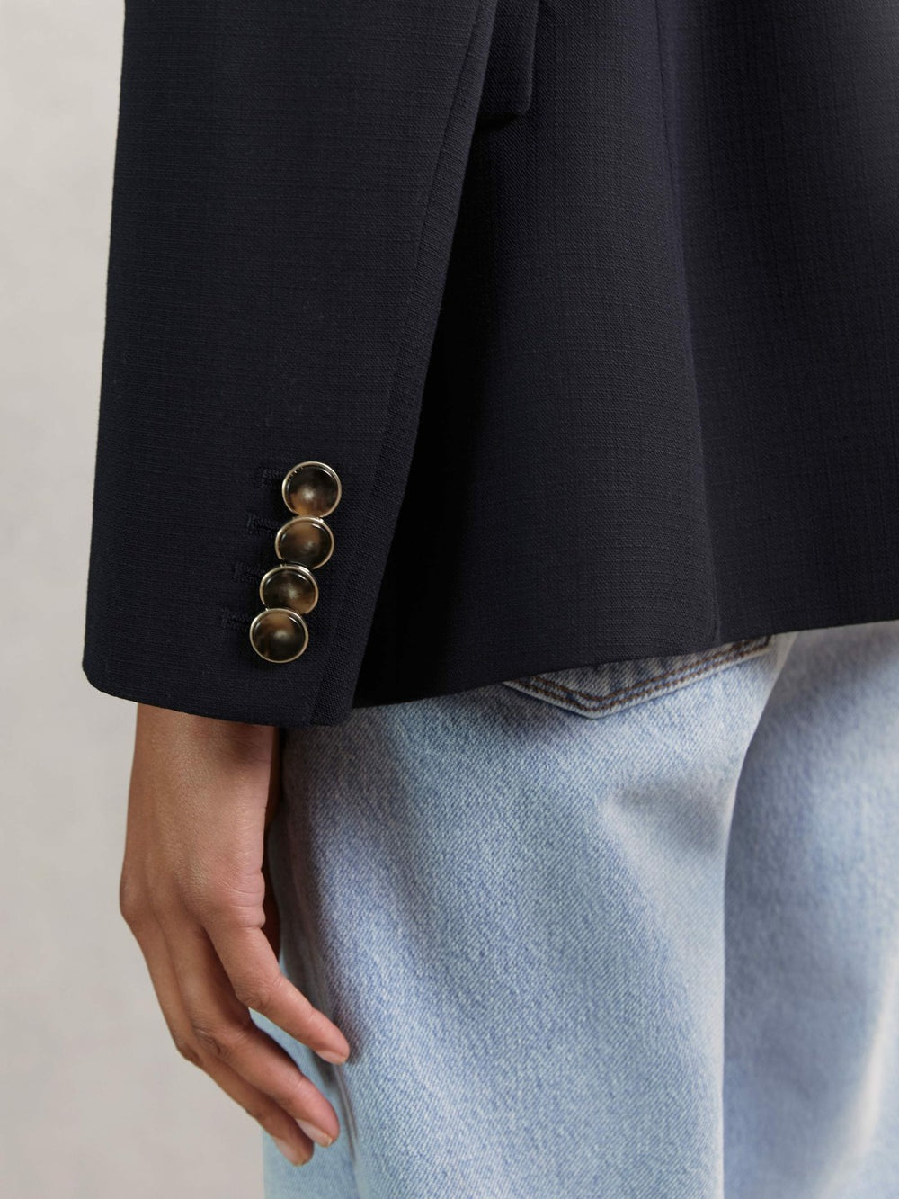 Petite Wool-Blend Double-Breasted Blazer Navy | Women