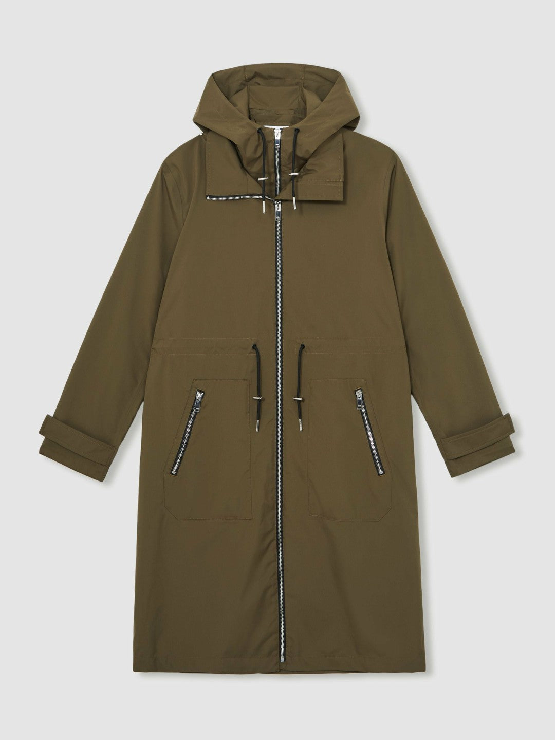 Petite Removable-Hood Parka Rain Coat Khaki | Women