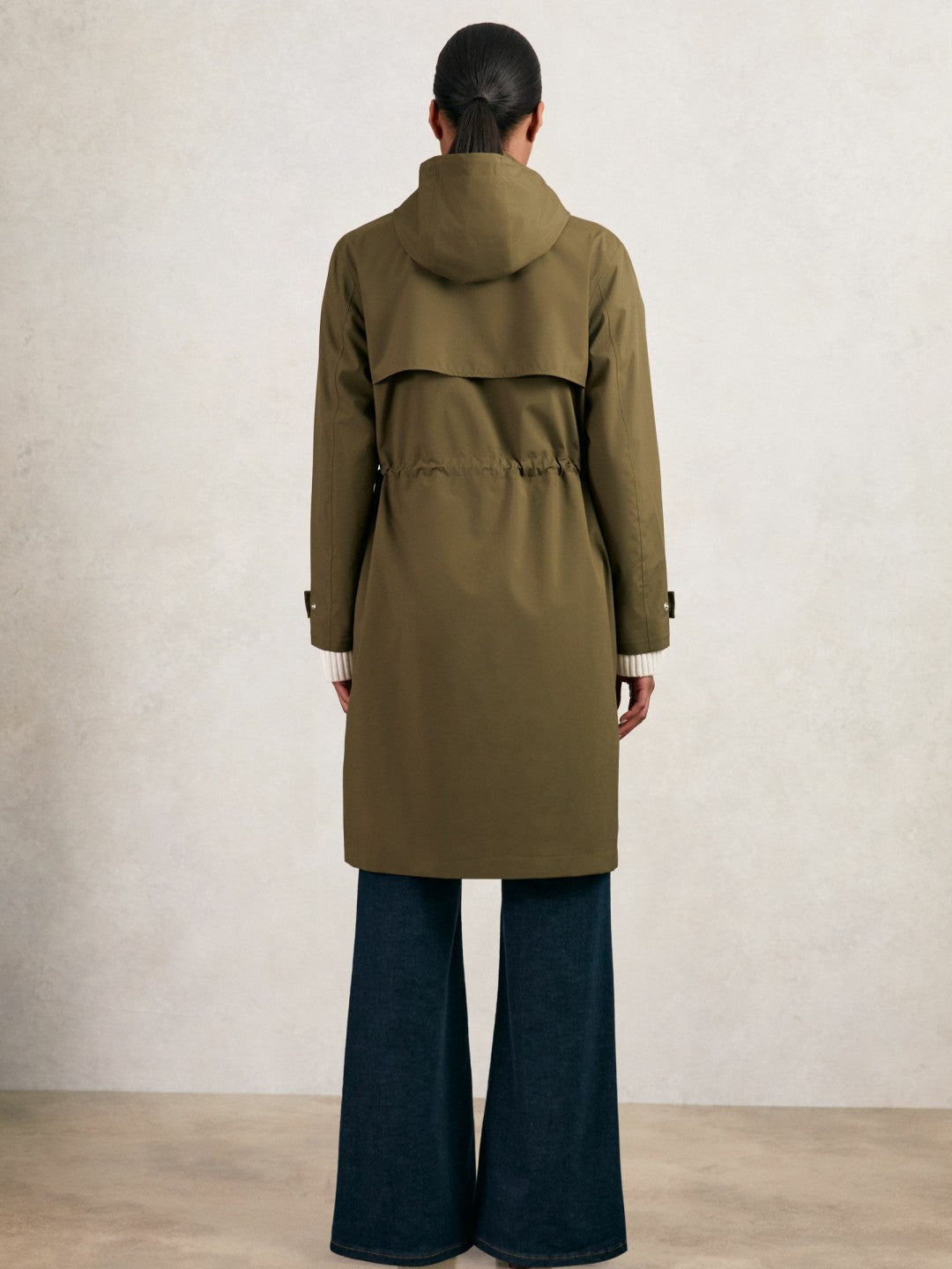 Petite Removable-Hood Parka Rain Coat Khaki | Women