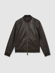 Leather Bomber Jacket Brown | Men