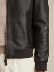 Leather Bomber Jacket Brown | Men