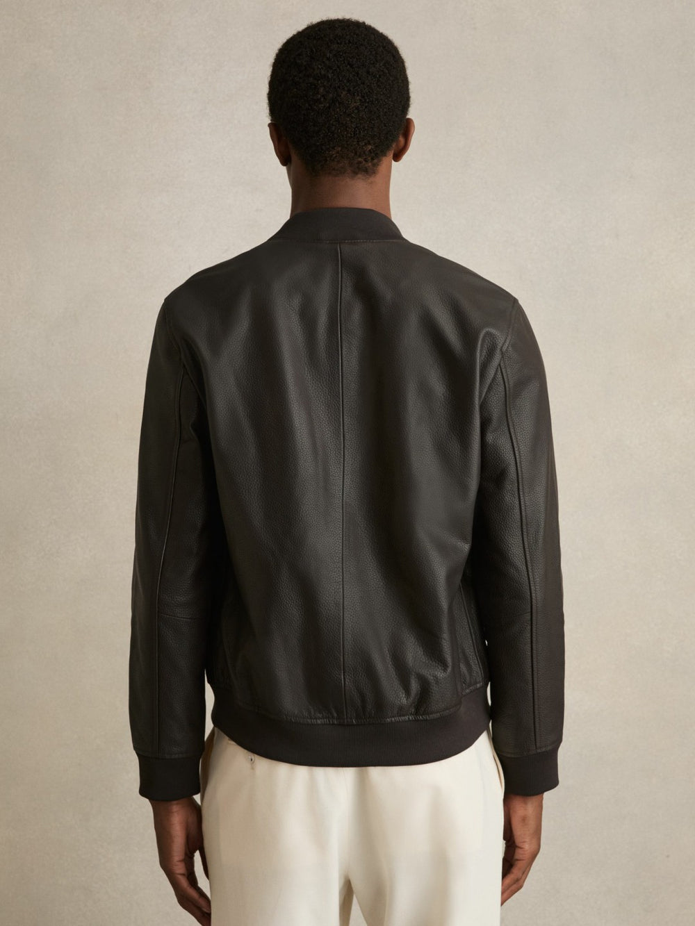 Leather Bomber Jacket Brown | Men