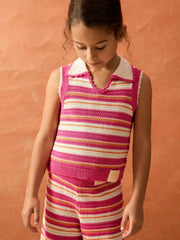 9-13 yrs SmileyWorld Stripe Knit Vest Pink | Children & Baby