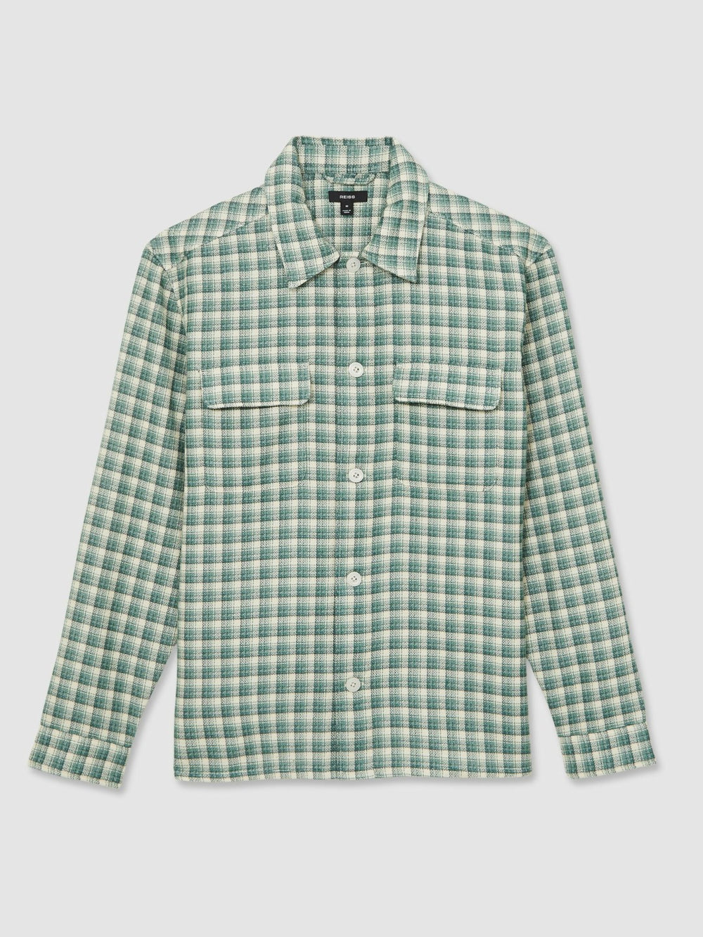 Woven Check Twin Pocket Overshirt Green Multi | Men