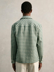 Woven Check Twin Pocket Overshirt Green Multi | Men