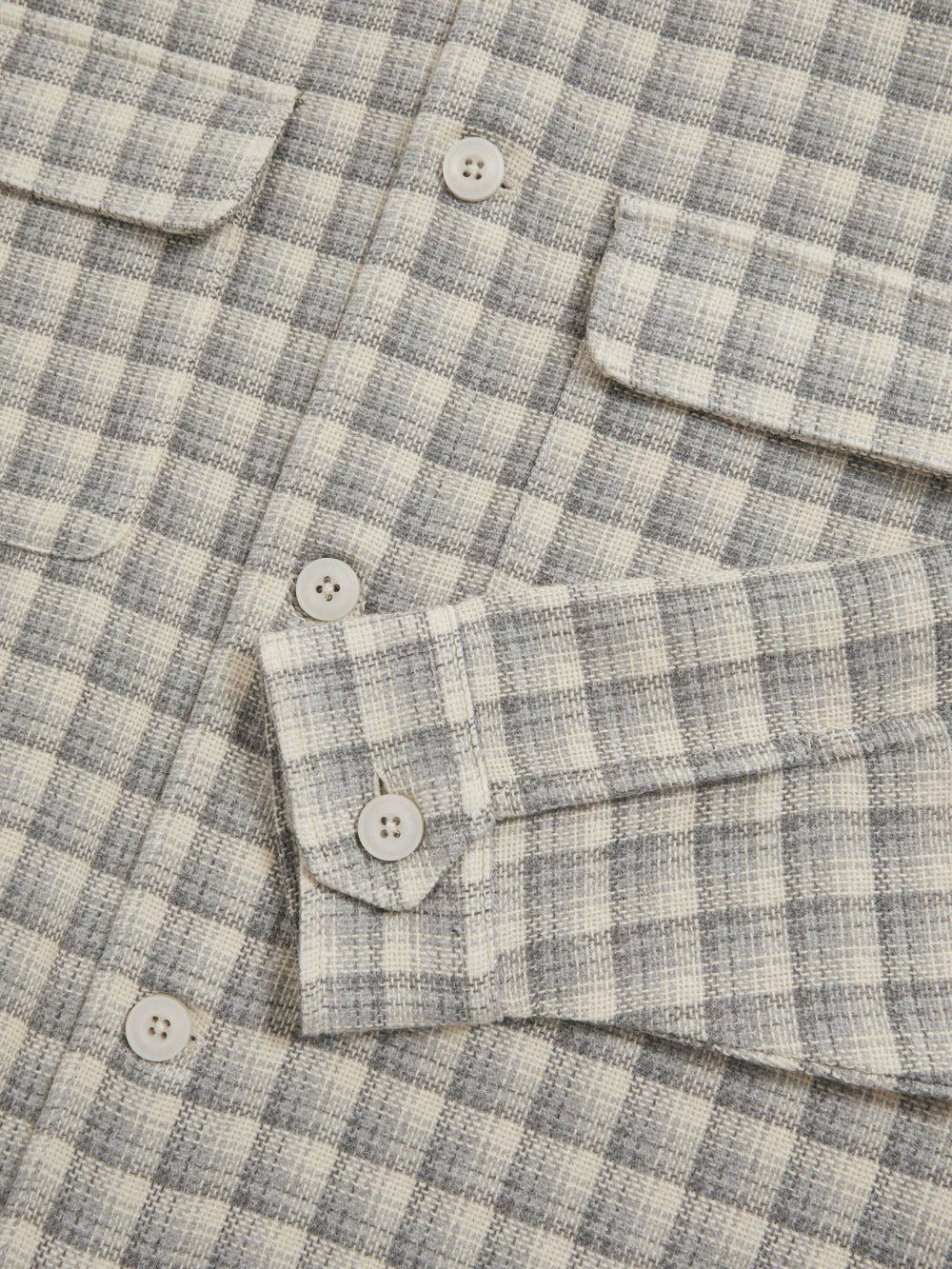 Woven Check Twin Pocket Overshirt Light Grey | Men