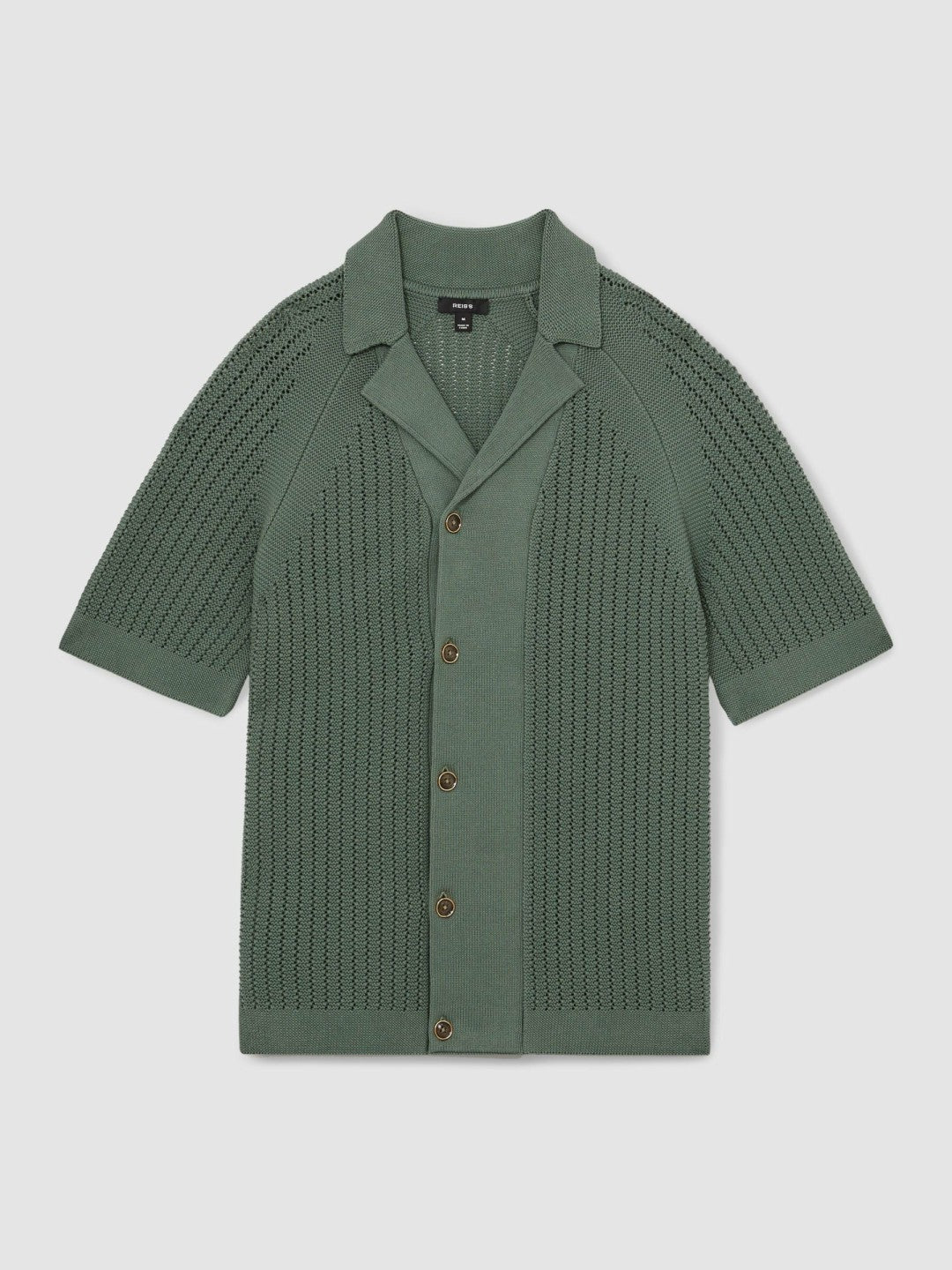 Cotton Textured-Knit Cuban-Collar Shirt Pine Green | Men