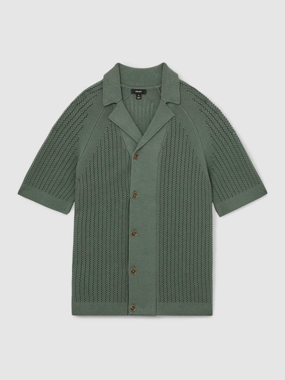 Cotton Textured-Knit Cuban-Collar Shirt Pine Green | Men