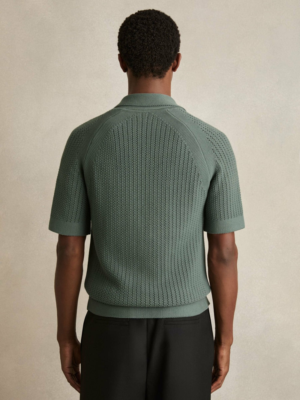 Cotton Textured-Knit Cuban-Collar Shirt Pine Green | Men