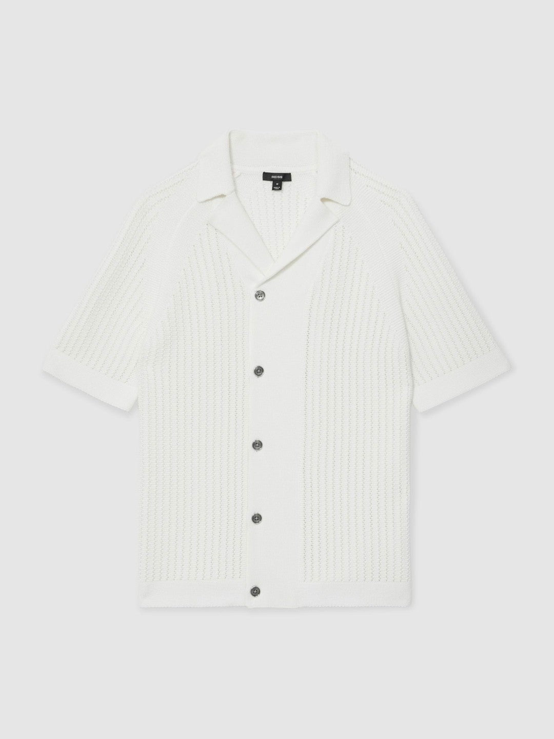 Cotton Textured-Knit Cuban-Collar Shirt White | Men