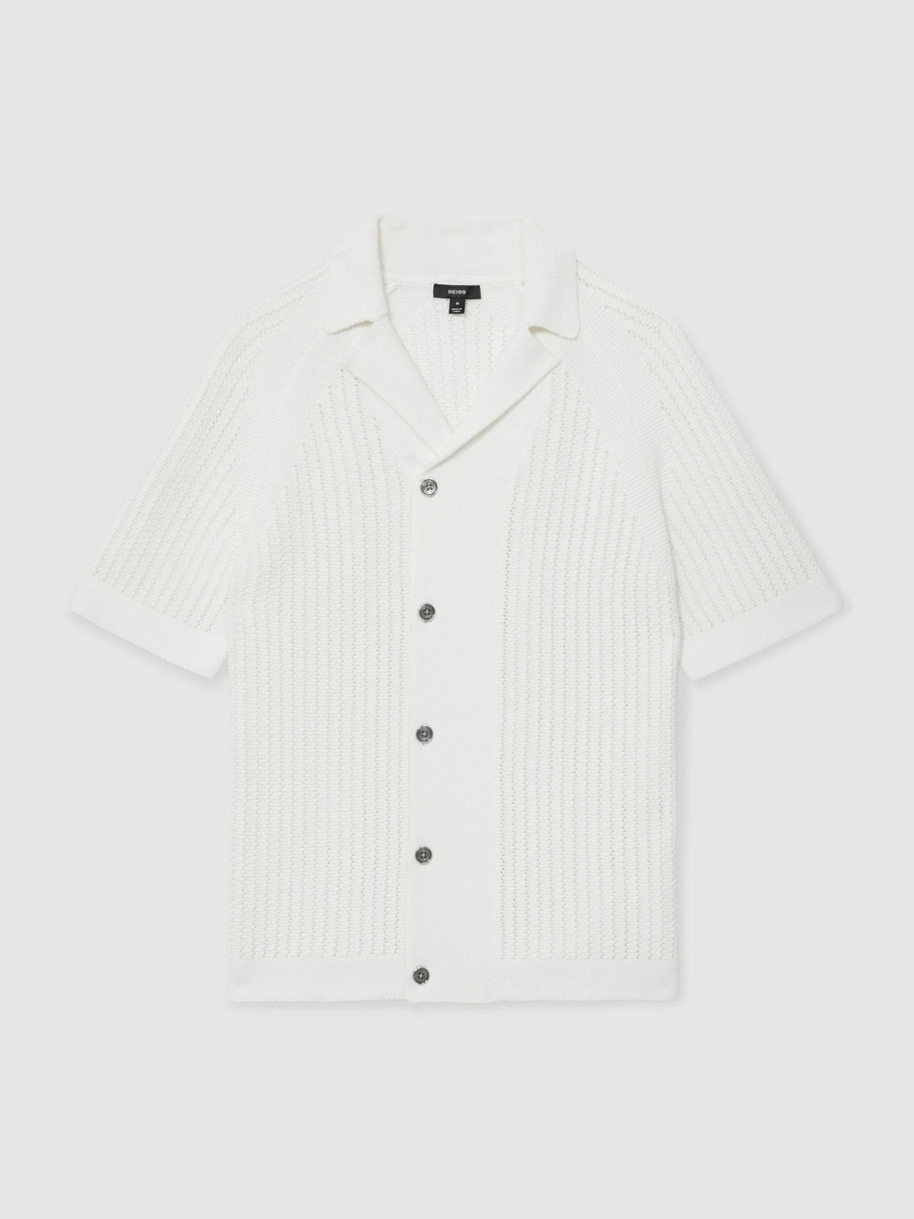 Cotton Textured-Knit Cuban-Collar Shirt White | Men