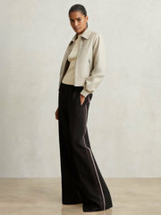 Petite Side-Stripe Wide-Leg Trousers Black | Women