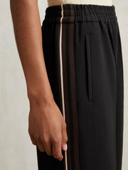 Petite Side-Stripe Wide-Leg Trousers Black | Women