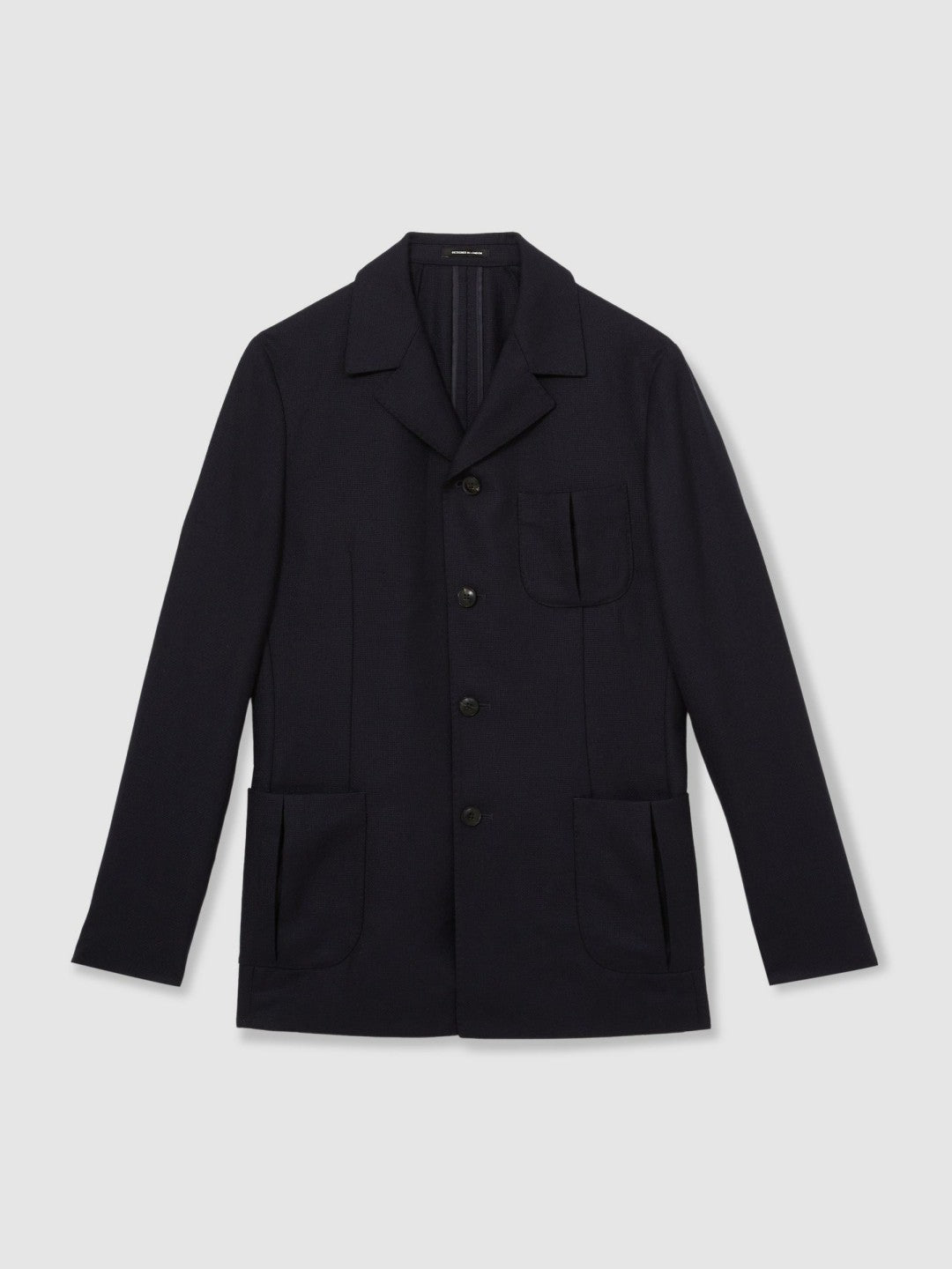 Wool-Blend Single-Breasted Blazer Slim-Fit Navy | Men