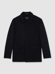 Wool Blend Double Face Button Jacket Navy | Men