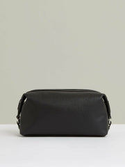 Micro-Grain Leather Washbag Black | Men