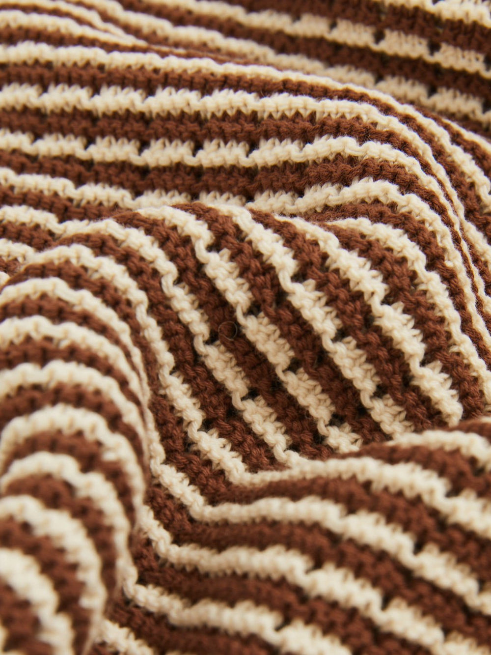 Cotton Textured Knit Stripe Polo Shirt Tobacco Brown/ Off White | Men