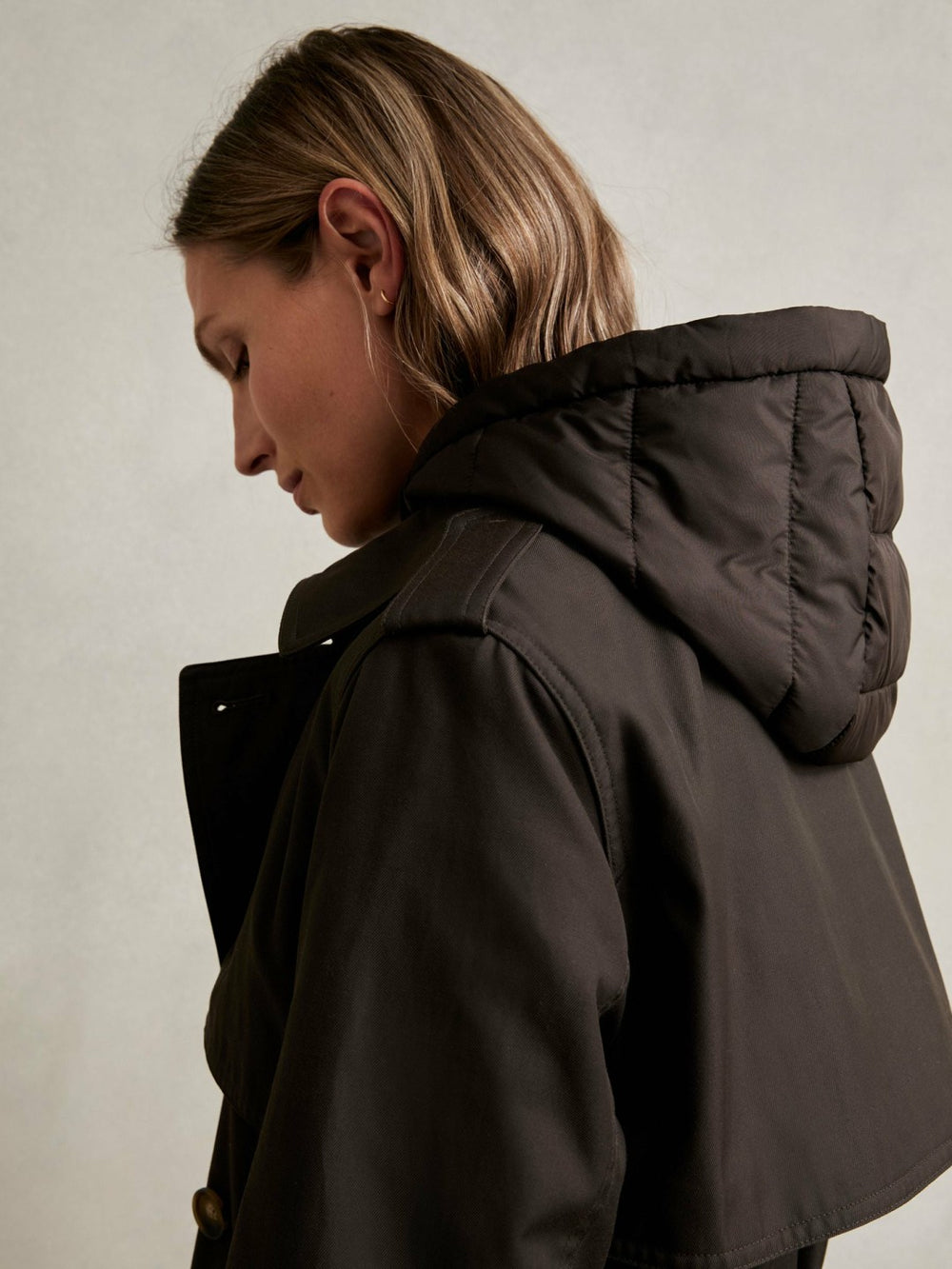 Hooded Insert Trench Coat Chocolate Brown | Women