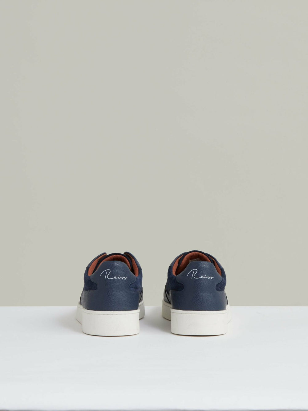 Leather Elasticated-Lace Trainers Navy Blue | Men