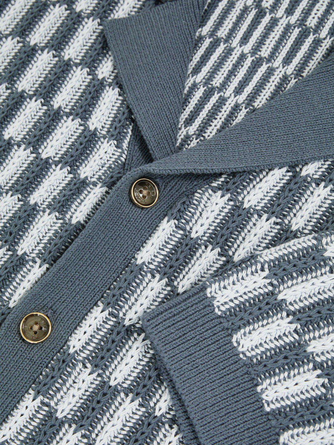 Cotton Checkerboard-Knit Shirt Airforce Blue/Soft Blue | Men
