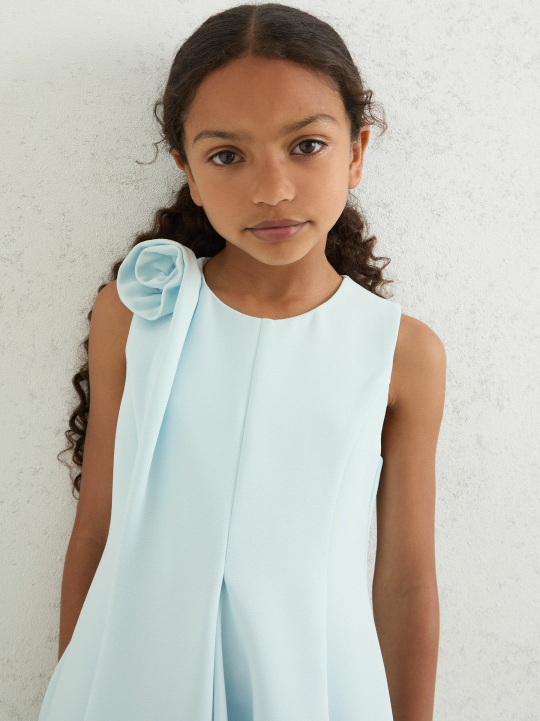 13-14 yrs Flower-Detail Fit-And-Flare Dress Blue | Children & Baby