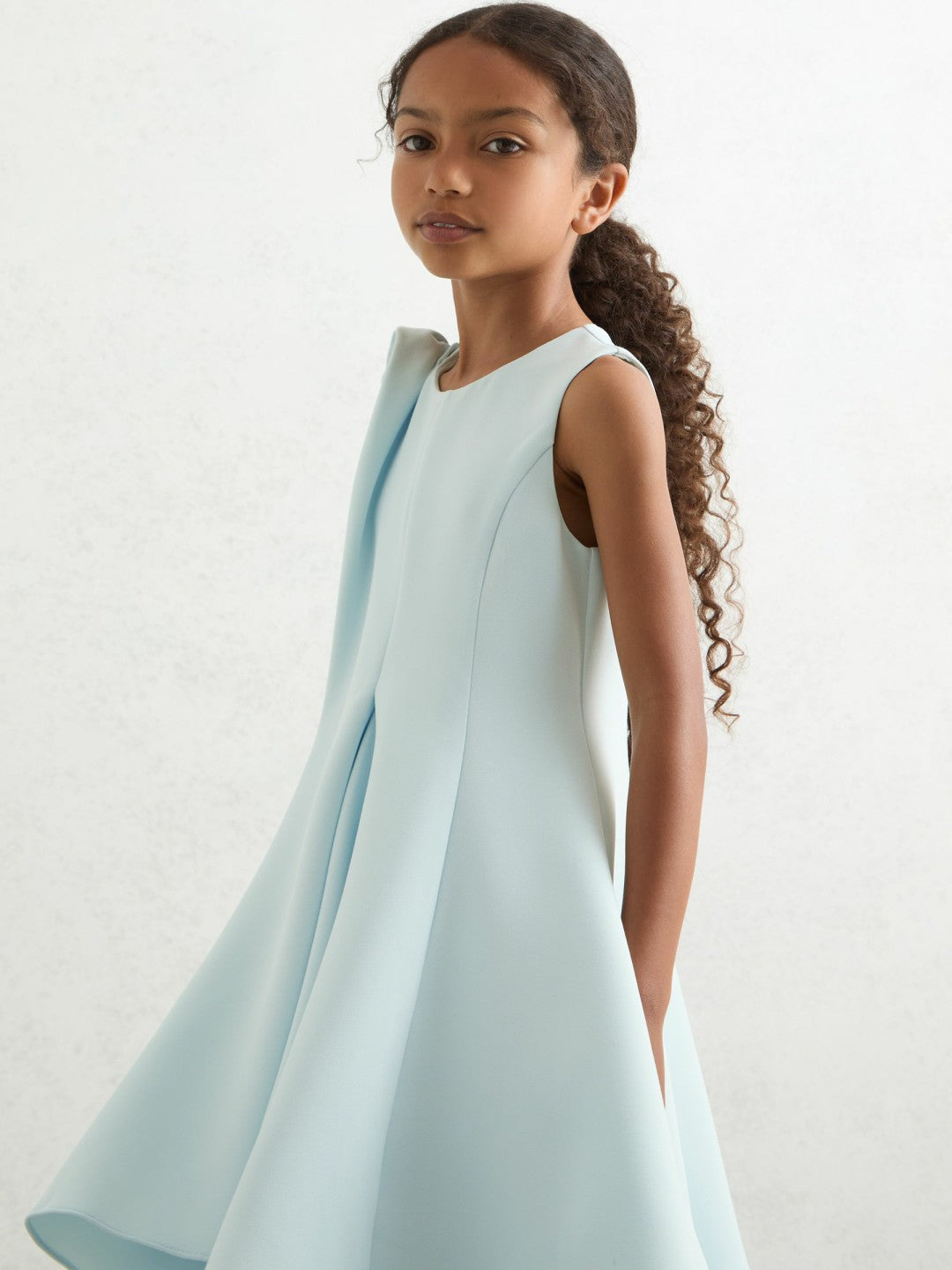 13-14 yrs Flower-Detail Fit-And-Flare Dress Blue | Children & Baby