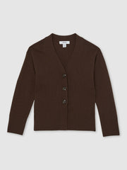 4-9 yrs Wool-Blend Fitted Cardigan With Cashmere Brown | Children & Baby