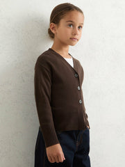 4-9 yrs Wool-Blend Fitted Cardigan With Cashmere Brown | Children & Baby