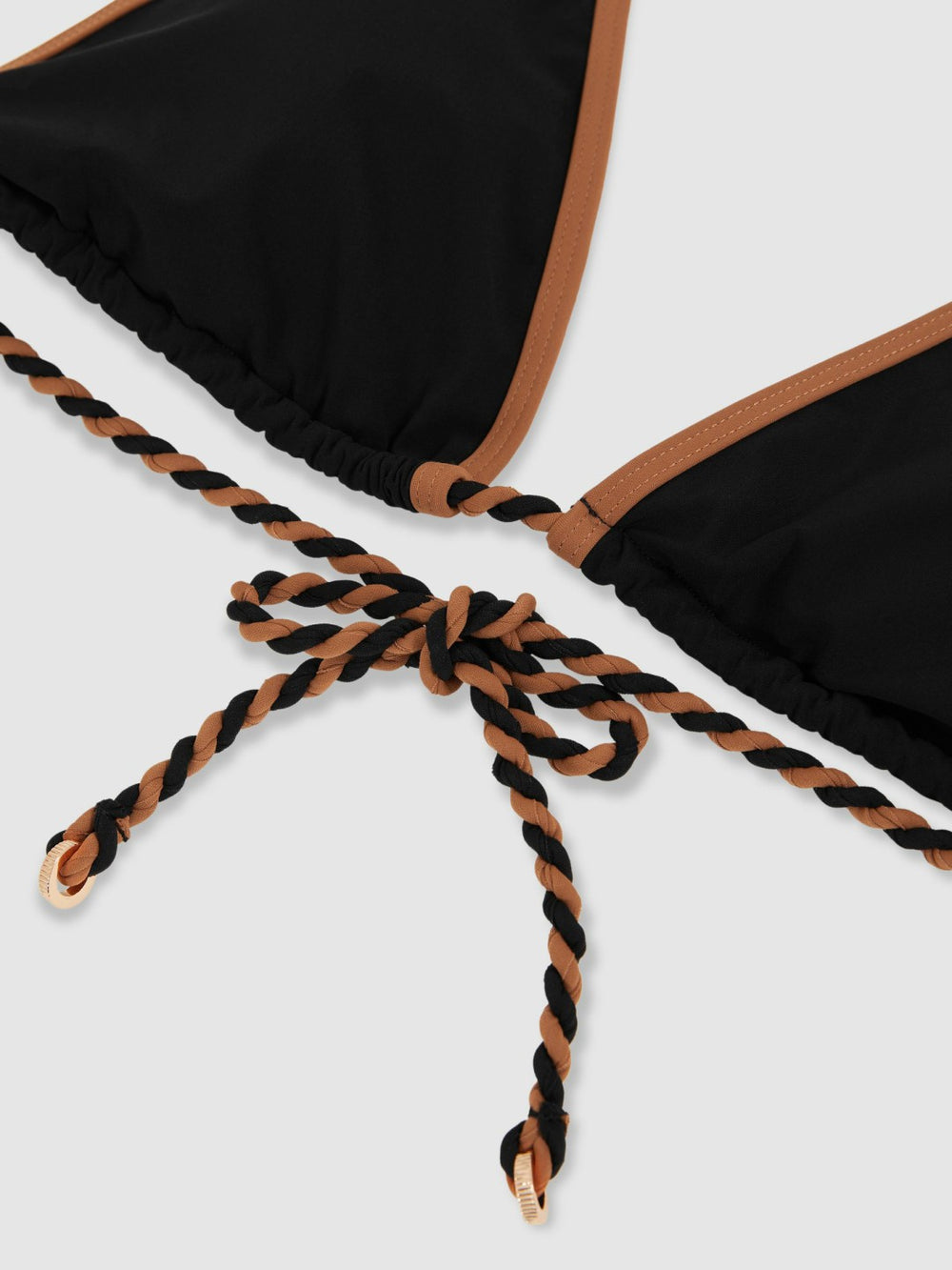 Triangle Twist-Strap Bikini Top Black/Brown | Women