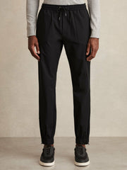 Drawstring Technical Cuffed Trousers Black | Men