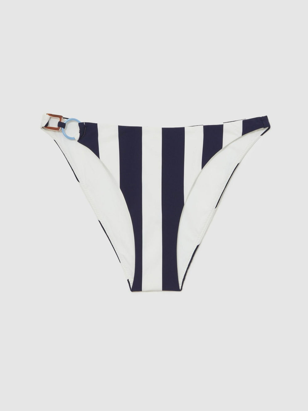 Stripe Ring-Detail Bikini Bottoms Navy/Brown | Women
