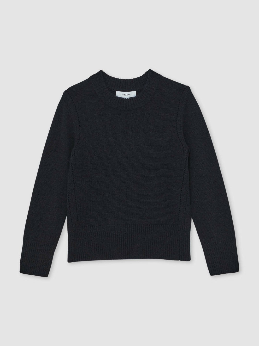 13-14 yrs Wool-Blend Open-Stitch Jumper with Cashmere Navy | Children & Baby