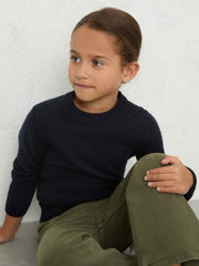 3-9 yrs Wool-Blend Open-Stitch Jumper with Cashmere Navy | Children & Baby