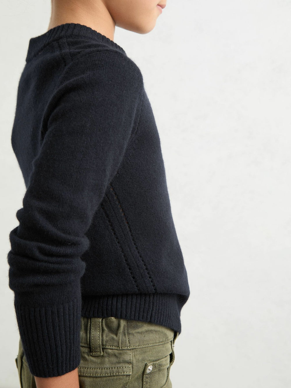 3-9 yrs Wool-Blend Open-Stitch Jumper with Cashmere Navy | Children & Baby