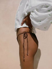 Twist-Strap Tie-Side Bikini Bottoms Black/Brown | Women