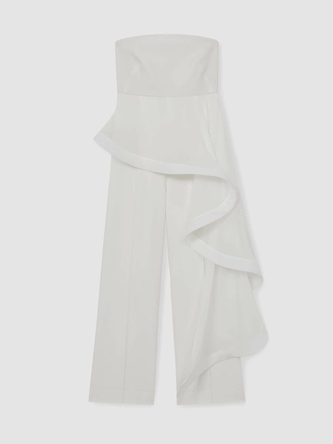 Silk Ruffle Bandeau Wide-Leg Jumpsuit Ivory | Women